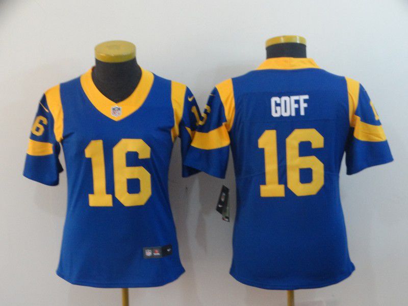 Women Los Angeles Rams #16 Goff Blue Nike Vapor Untouchable Limited Player NFL Jerseys